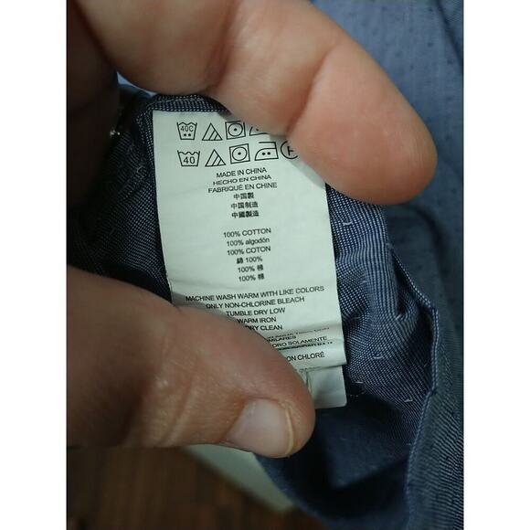 Michael Kors Men L Shirt Button Collared Long Sleeve Blue Collared Button Wrist - Picture 8 of 9